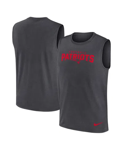 NIKE MEN'S CHARCOAL NEW ENGLAND PATRIOTS PRIMETIME LEGEND PERFORMANCE MUSCLE TANK TOP