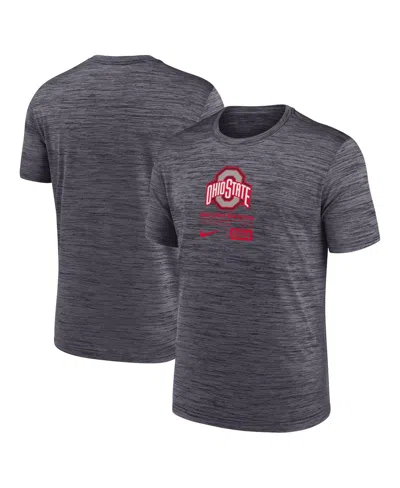 Nike Men's Charcoal Ohio State Buckeyes Campus Center Block Velocity Performance T-shirt
