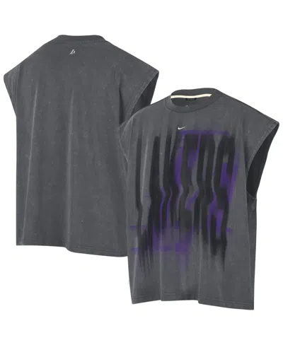 Nike Men's Charcoal/ White Los Angeles Lakers Pregame Sleveless Icon Tank T-shirts In Gray