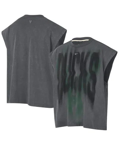 Nike Men's Charcoal/ White Memphis Grizzlies Pregame Sleveless Icon Tank T- Shirt In Gray