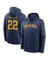 Nike Men's Christian Yelich Navy Milwaukee Brewers Player Name Number Club Pullover Hoodie In Navy