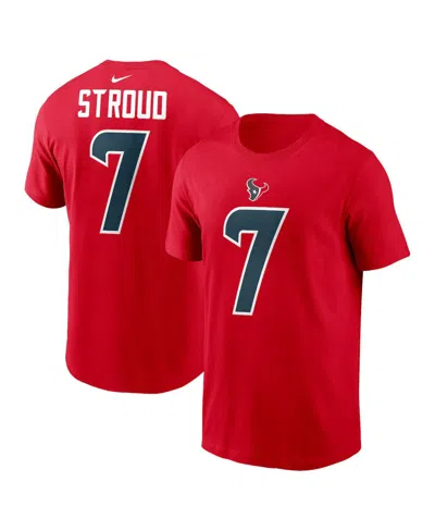 Nike Men's C.j. Stroud Red Houston Texans Player Name Number T-shirt