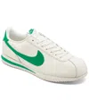 Nike Men's Classic Cortez Leather Casual Sneakers From Finish Line In Sail/stadium Green