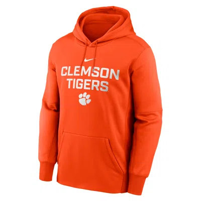 Nike Men's Clemson Team Stacked Menâs  Therma College Pullover Hoodie In Orange