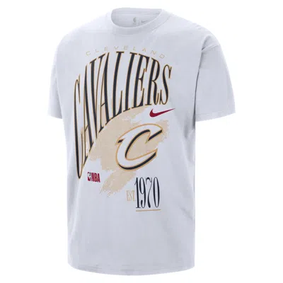 Nike Men's Cleveland Cavaliers Hardwood Classics Vintage Short-sleeve Ringer T-shirt In White