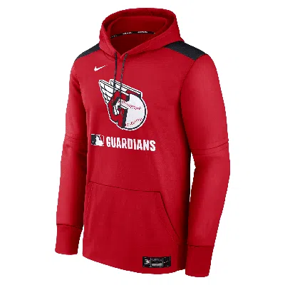 Nike Men's Cleveland Guardians Authentic Collection  Therma Mlb Pullover Hoodie In Red