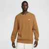 Nike Men's Club Crew-neck Sweater In Flax/white