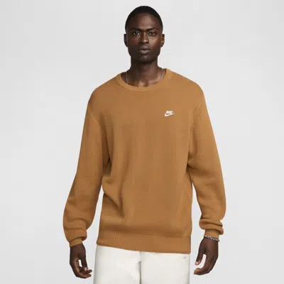 Nike Men's Club Crew-neck Sweater In Brown