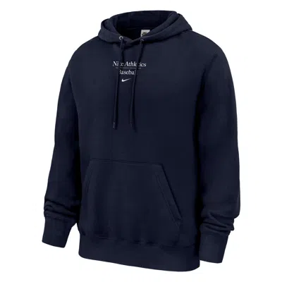 Nike Men's Club Fleece Baseball Pullover Hoodie In Blue
