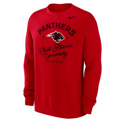Nike Men's Club Fleece College (clark Atlanta University) Menâs Crew-neck Sweatshirt In Red