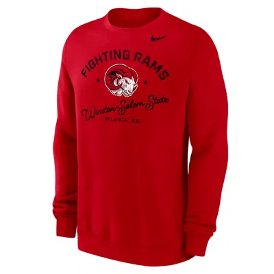 Nike Men's Club Fleece College (winston-salem State) Menâs Crew-neck Sweatshirt In Red