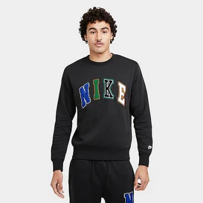 Nike Men's Club Fleece Collegiate Crew Sweatshirt In Black/white