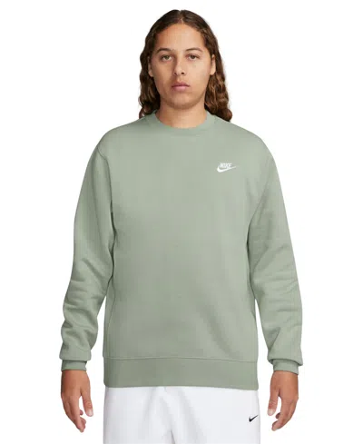 Nike Men's Club Fleece Crew Sweatshirt In Jade Horizon,white