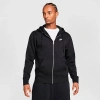 Nike Men's Club Fleece Embroidered Premium Full-zip Hoodie In Black