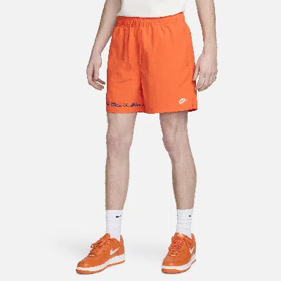 Nike Club Flow Embroidered Nylon Shorts In Orange