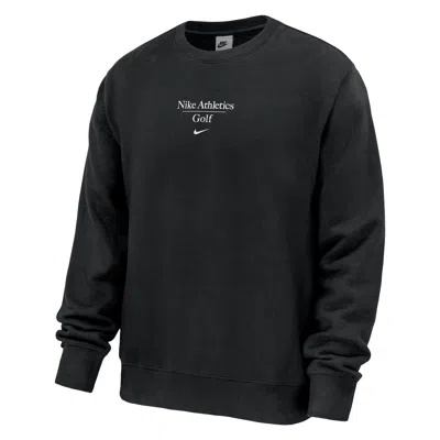 Nike Men's Club Fleece Golf Crew-neck Sweatshirt In Black