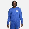 Nike Men's Club Fleece Long-sleeve Crew-neck Sweatshirt In Blue