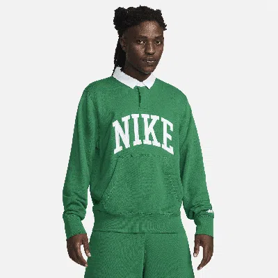Nike Men's Club Fleece Long-sleeve Fleece Polo In Green