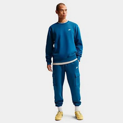 Nike Men's Club Fleece Premium Crewneck Sweatshirt In Blue