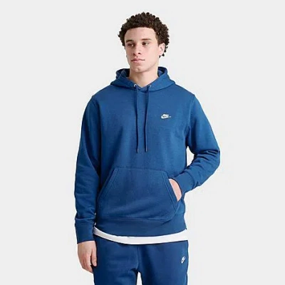 Nike Men's Club Fleece Premium Embroidered Pullover Hoodie In Blue