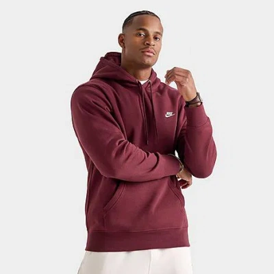 Nike Men's Club Fleece Premium Embroidered Pullover Hoodie In Burgundy