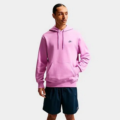 Nike Men's Club Fleece Premium Embroidered Pullover Hoodie In Pink