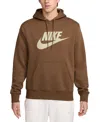 Nike Men's Club Fleece Standard-fit Logo-print Hoodie In Brown