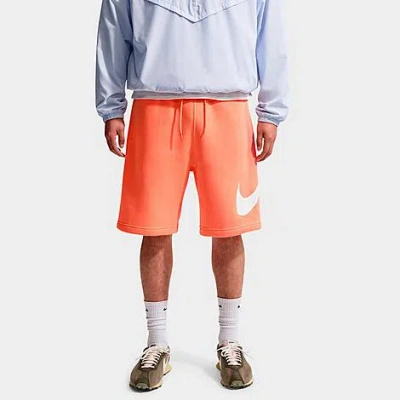 Nike Men's Club Fleece Swoosh Graphic Shorts In Orange
