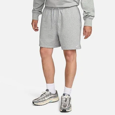 Nike Men's Club French Terry Flow Shorts In Dark Grey Heather/light Smoke Grey/white