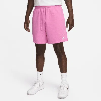 Nike Men's Club French Terry Flow Shorts In Playful Pink/playful Pink/white