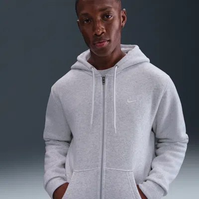 Nike Men's Club Full-zip Fleece Hoodie In Gray