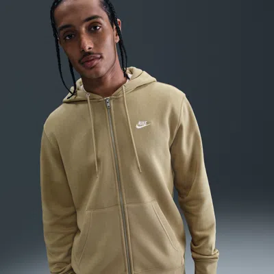 Nike Men's Club Full-zip Fleece Hoodie In Brown