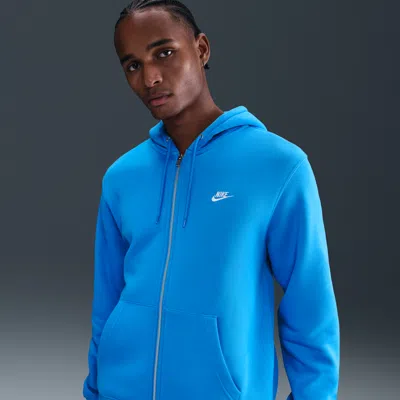 Nike Club Fleece Zip Hoodie In Blue