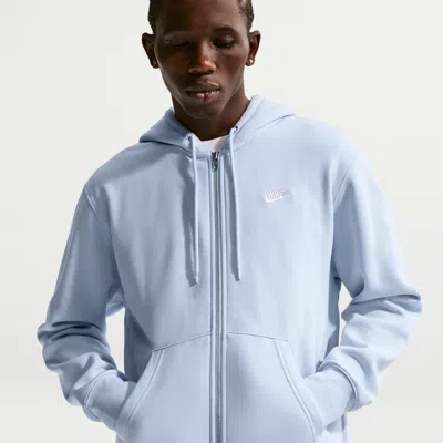 Nike Men's Club Full-zip Fleece Hoodie In Blue