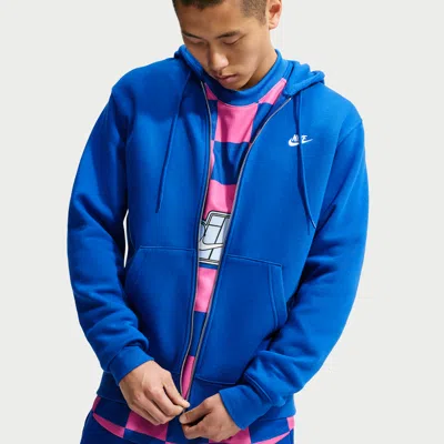 Nike Club Full-zip Fleece Hoodie In Blue