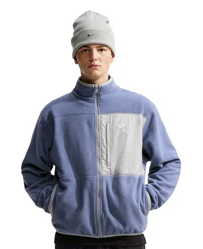 Nike Men's Club Full-zip Fleece Therma-fit Jacket In Blue