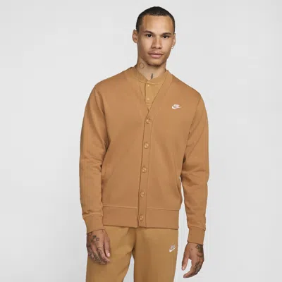 Nike Men's Club Knit Fairway Cardigan In Brown