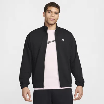 Nike Men's Club Knit Jacket In Black/black/white