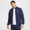 Nike Men's Club Knit Jacket In Midnight Navy/midnight Navy/white