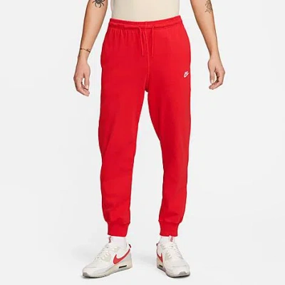 Nike Men's Club Knit Jogger Pants In University Red/white