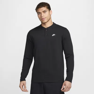 Nike Men's Club Long-sleeve Henley In Black