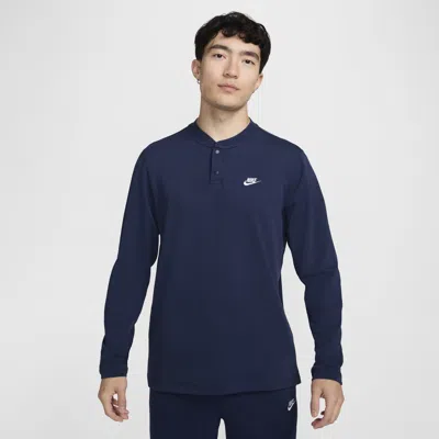 Nike Men's Club Long-sleeve Henley In Blue