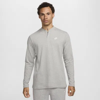 Nike Men's Club Long-sleeve Henley In Grey