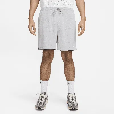 Nike Club Flow Mesh Athletic Shorts In Lt Smoke Grey/white