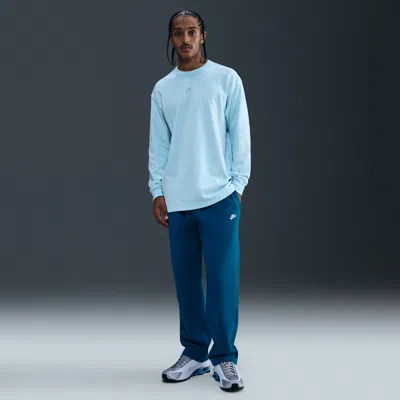 Nike Men's Club Open-hem Fleece Pants In Blue