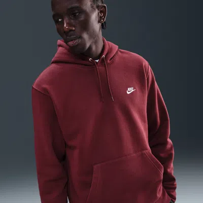 Nike Men's Club Pullover Fleece Hoodie In Red