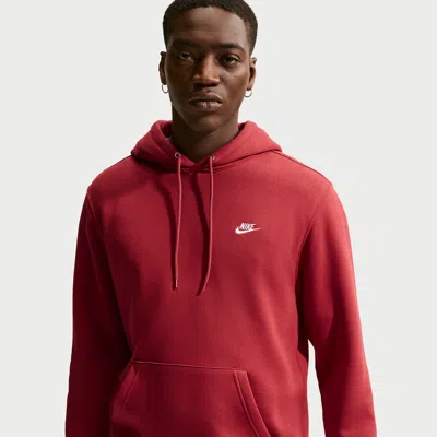 Nike Men's Club Pullover Fleece Hoodie In Burgundy