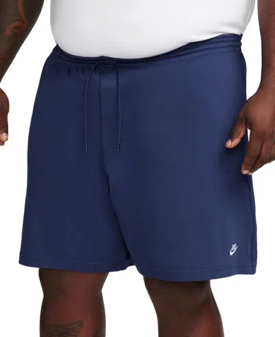 Nike Men's Club Relaxed-fit Logo Embroidered Shorts, Regular & Big & Tall In Midnight Navy,white