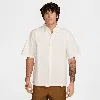 Nike Club Oversize Short Sleeve Cotton Poplin Button-up Shirt In White
