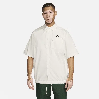 Nike Club Venice Short Sleeve Drawstring Hem Cotton Button-up Shirt In White